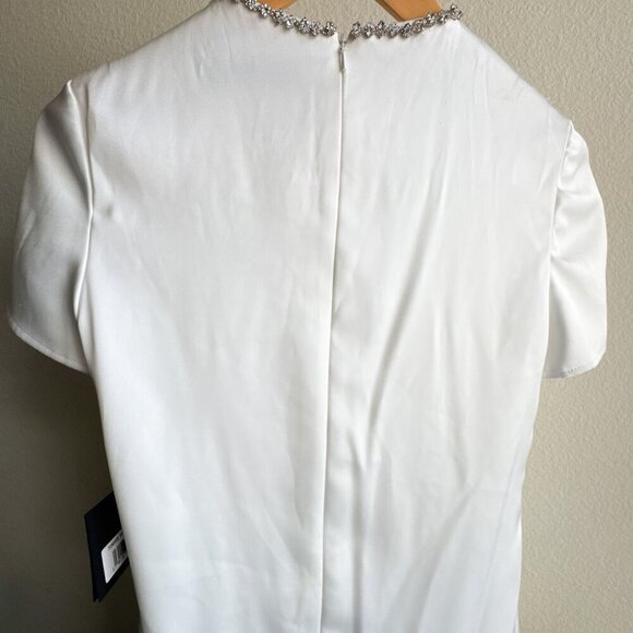 Ieena for Mac Duggal  White Rhinestone Embellished Neckline Shift Dress Size 4 - Picture 10 of 14